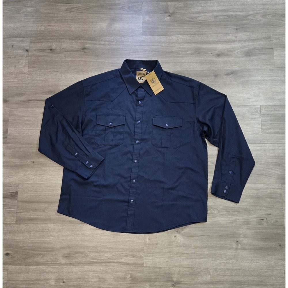 Coevals Club Pearl Snap Shirt Men 2XL Navy Blue L/S Roll Tab Sleeve Western NWT